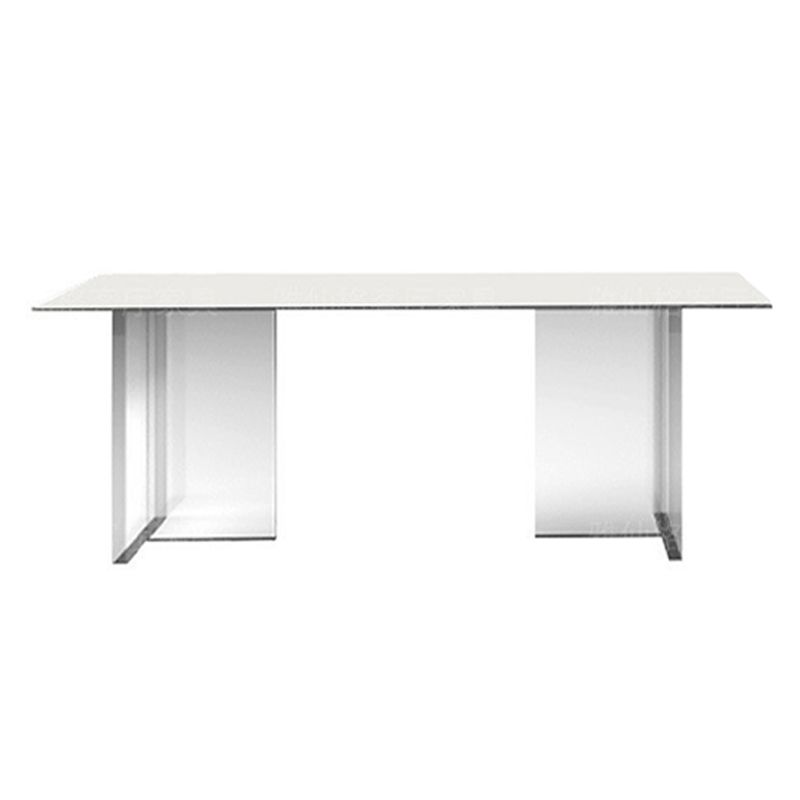 Rectangle Double Pedestal Table Modern Dining Table Acrylic Base Table for Home