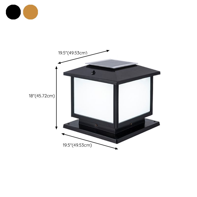 Modern Pillar Lamp Geometric LED Solar Lighting Fixture for Garden