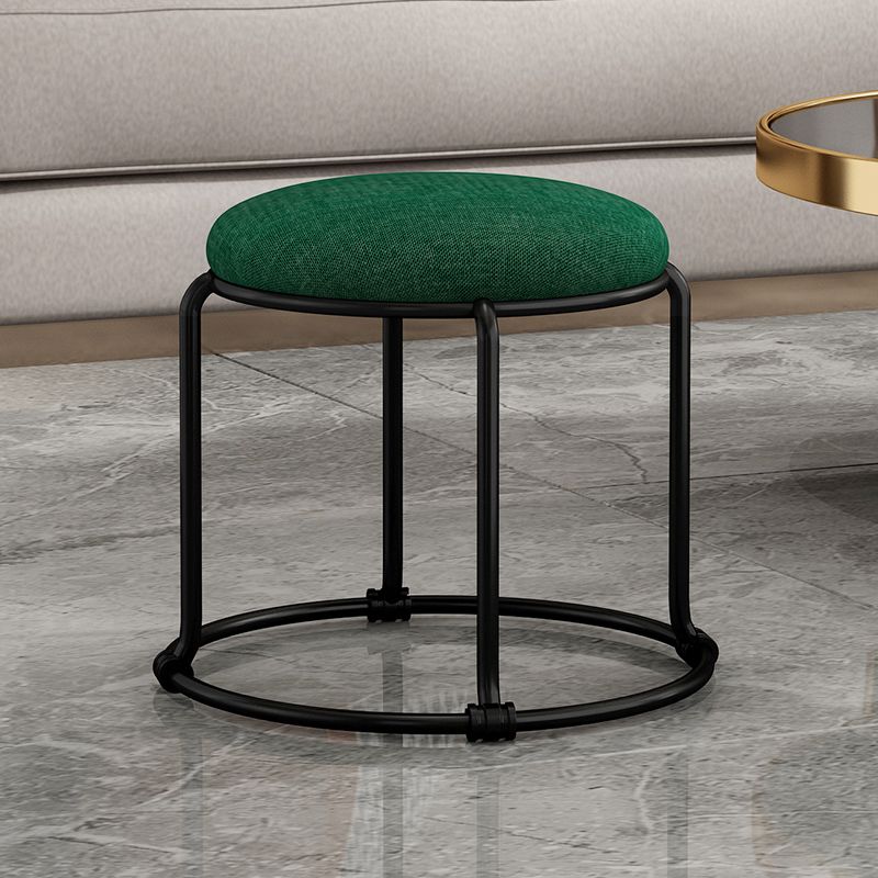 Contemporary Ottoman Fabric Upholstered Solid Color Round Ottoman