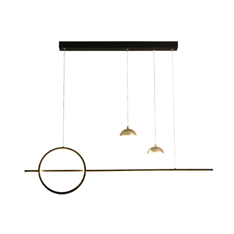 Metal and Acrylic Pendant Ceiling in Black / Gold Post Modern Kitchen Island Fixture