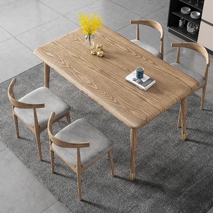 Ash Wood Dining Table Luxury Style 4 Legs Base Solid Wood Table for Dining Room