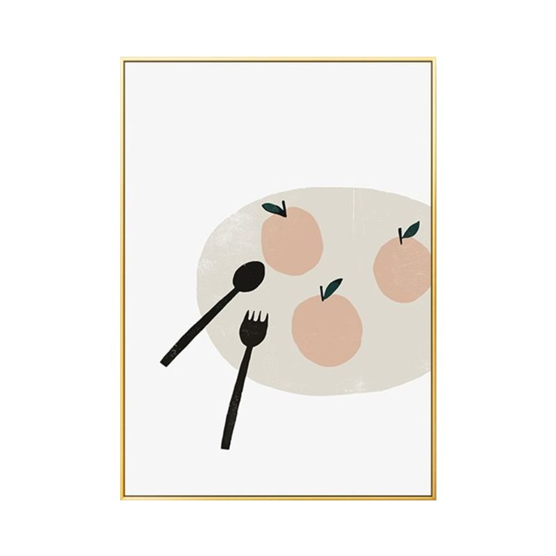 Minimalist Food Painting Wall Art Light-Color Textured Canvas Print for Dining Room