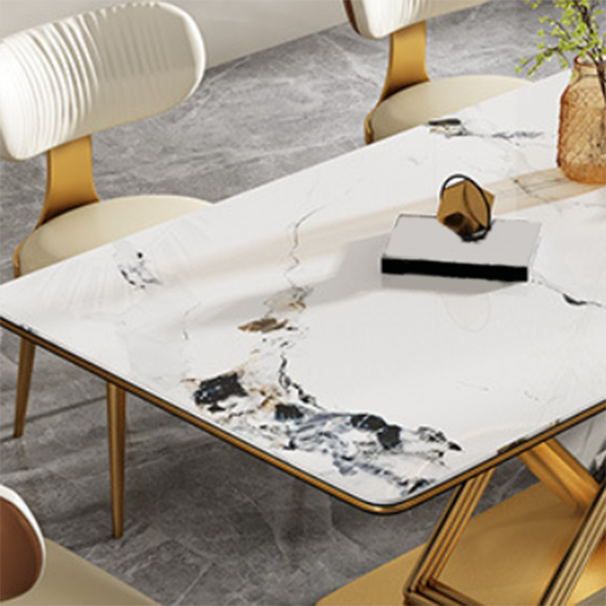 Luxurious Rectangle Dining Set 1/4/6/7 Pieces Sintered Stone Top Dinette Table Set