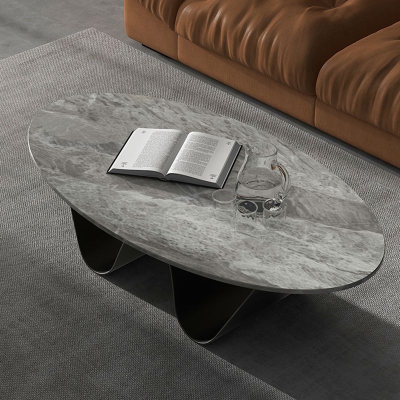 Glam Slate Coffee Cocktail Table Abstract Oval Coffee Table for Living Room