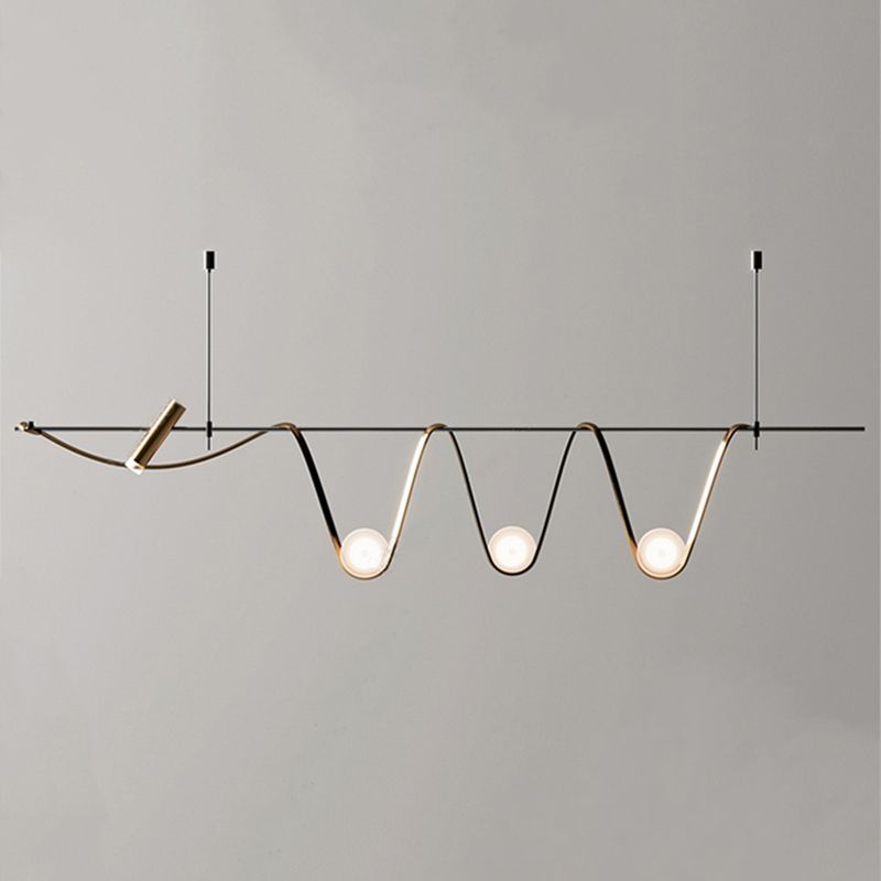 Metal Linear Pendant Light Fixture Modern Style 4-Lights Hanging Chandelier