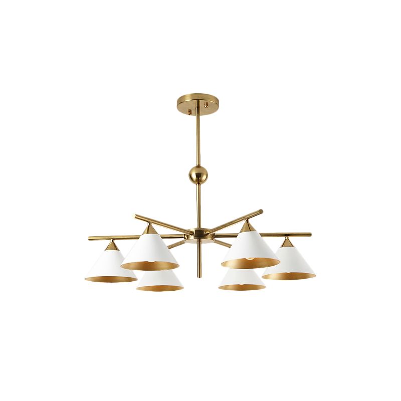 Weißer Pyramidenschatten Anhänger Licht zeitgenössischer metallischer Kronleuchter für Wohnzimmer