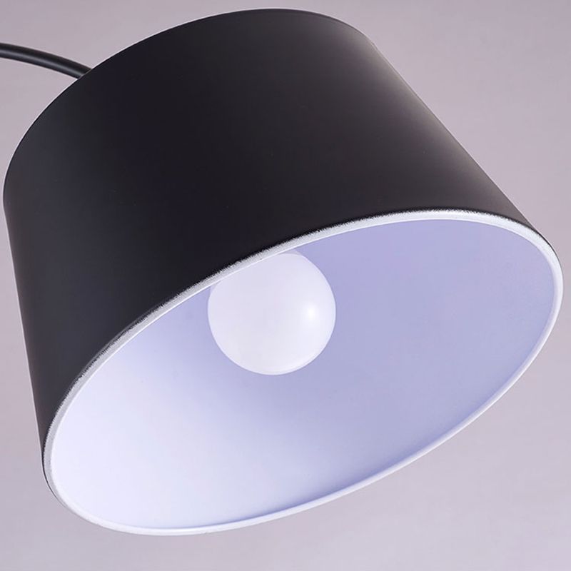 Fishing Rod Floor Reading Light Modern Metal 1-Light Living Room Floor Light with Drum Shade