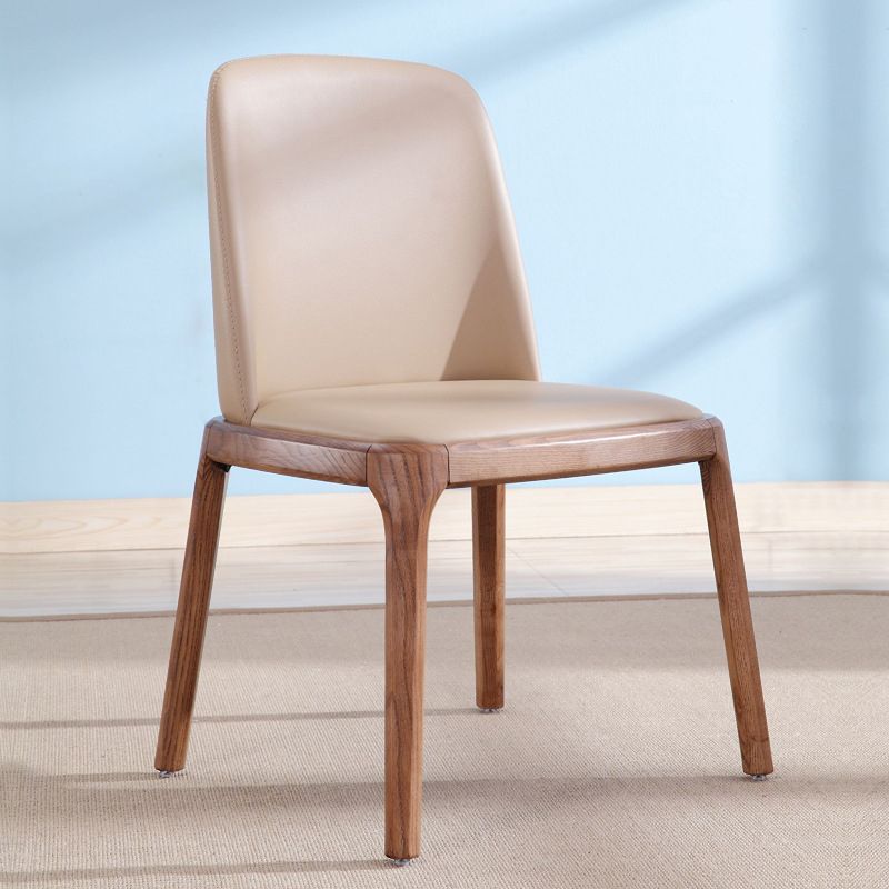 Contemporary Kitchen Wood Dining Chair PU Leather Side Chair