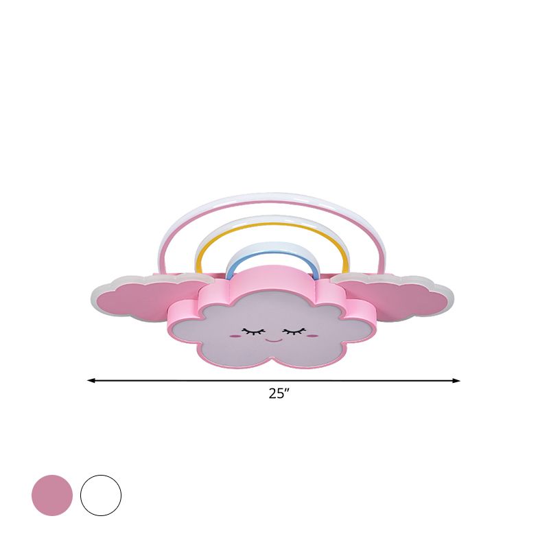 Wolk en regenboog plafondgemonteerd armatuur Cartoon acryl kinderkamer LED-inbouwlamp in wit/roze