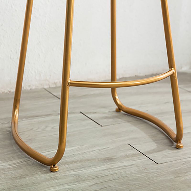 Modern Armless Backless Counter Stool Iron Bar Stool with Wooden Seat for Indoor