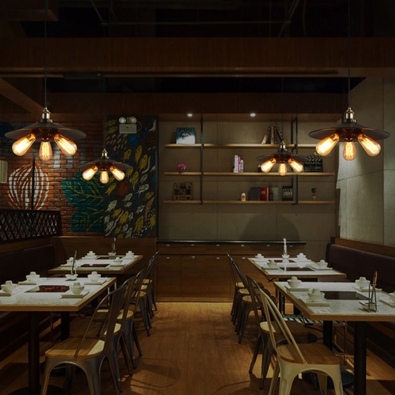 3 Lights Saucer hanglampen retro industrieel metalen plafondarmatuur voor coffeeshop