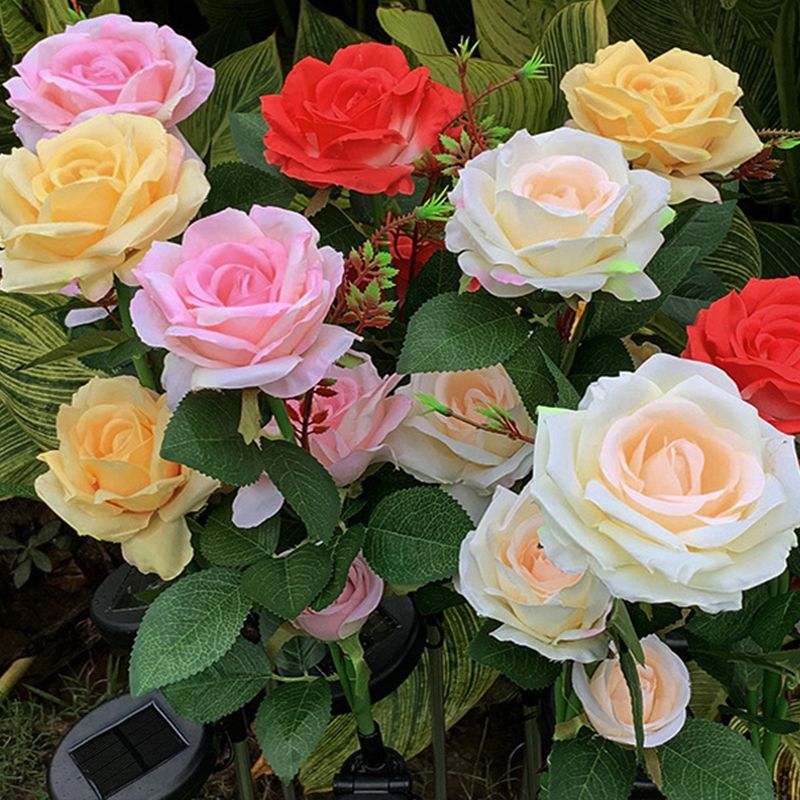 1 Pc Artistic Flower Shape LED Lawn Lighting Plastic Garden Solar Powered Stake Light