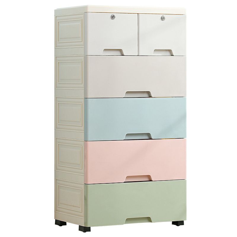 Contemporary Storage Cabinet with Legs Plastic Non-Hanging Armoire