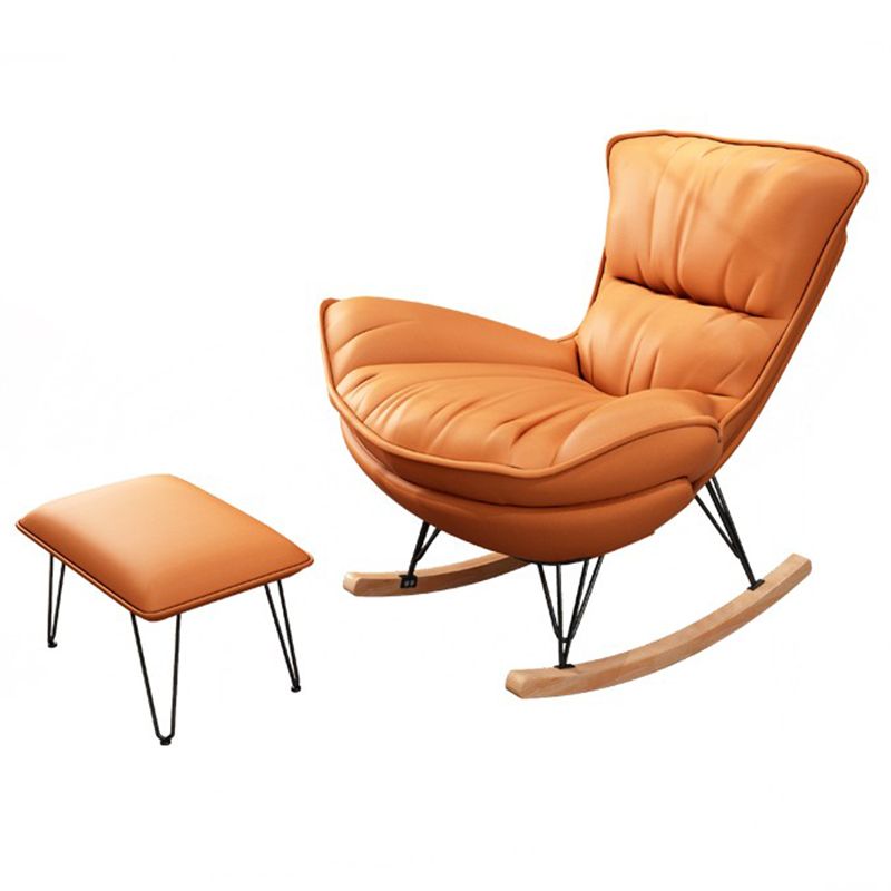 Contemporary Rocking Chair Fabric Upholstered Tufted Solid Color Indoor Rocking Chair