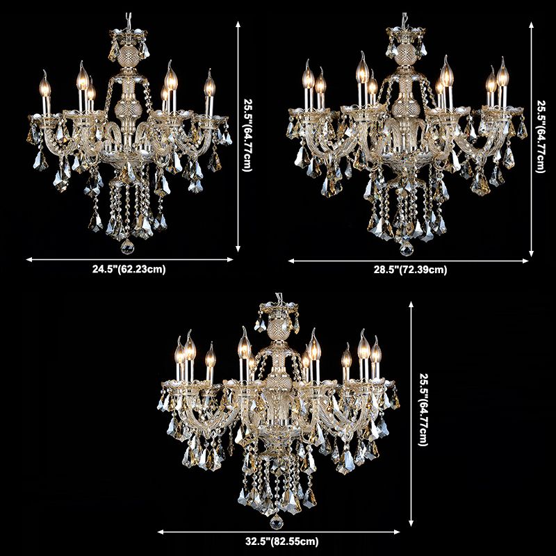 Crystal Strand Chandelier Lighting Antiqued Candelabrum Dining Room Hanging Light Fixture