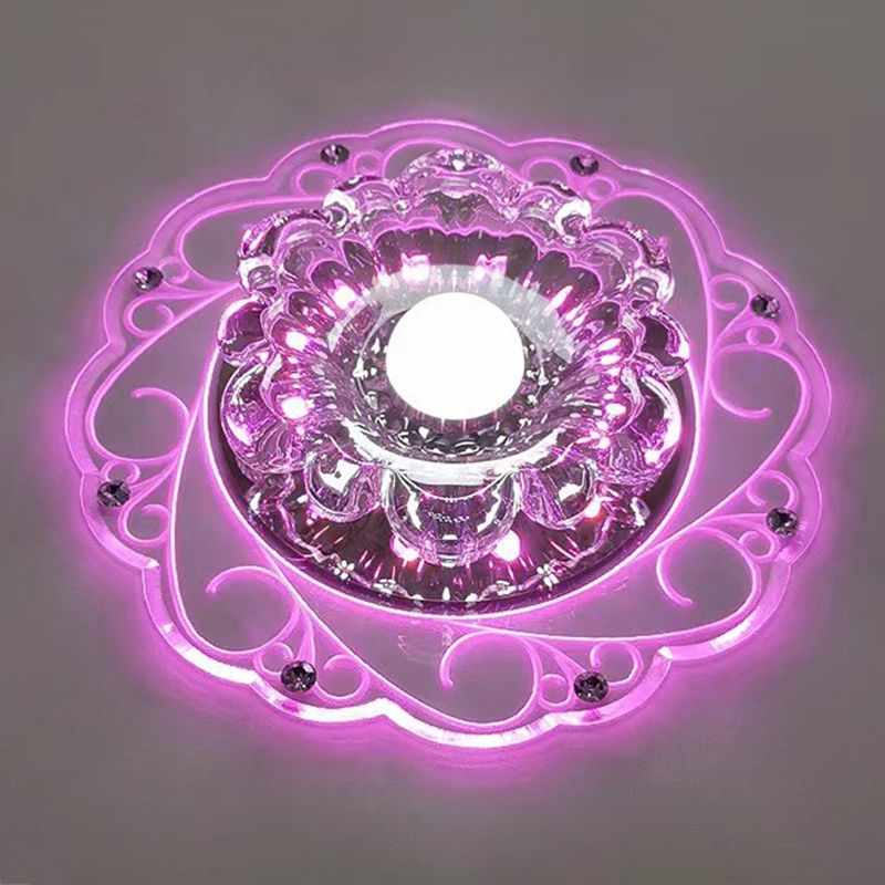 Plafonnier moderne en forme de fleur, plafonnier à 2 lumières en cristal avec trou de 2 à 3.5 pouces de diamètre