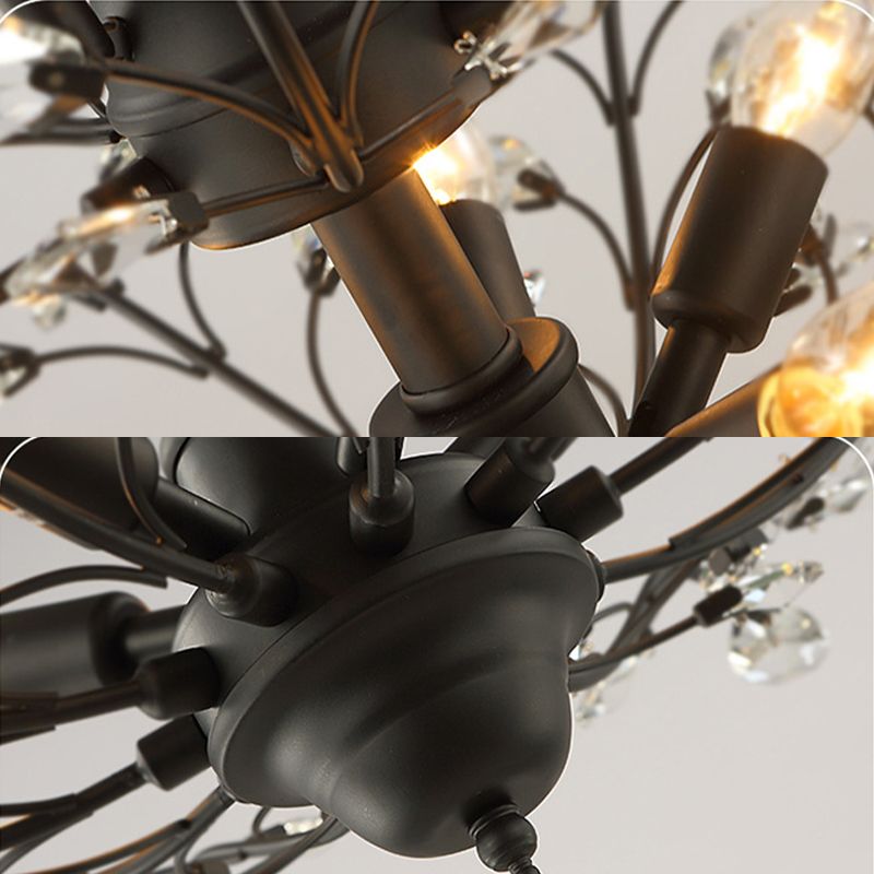 2-TIERS BRANCHES CRISTAL PENDANT LIGHT VINTAGE STYLE RUSTIQUE Grand lustre pour salle à manger