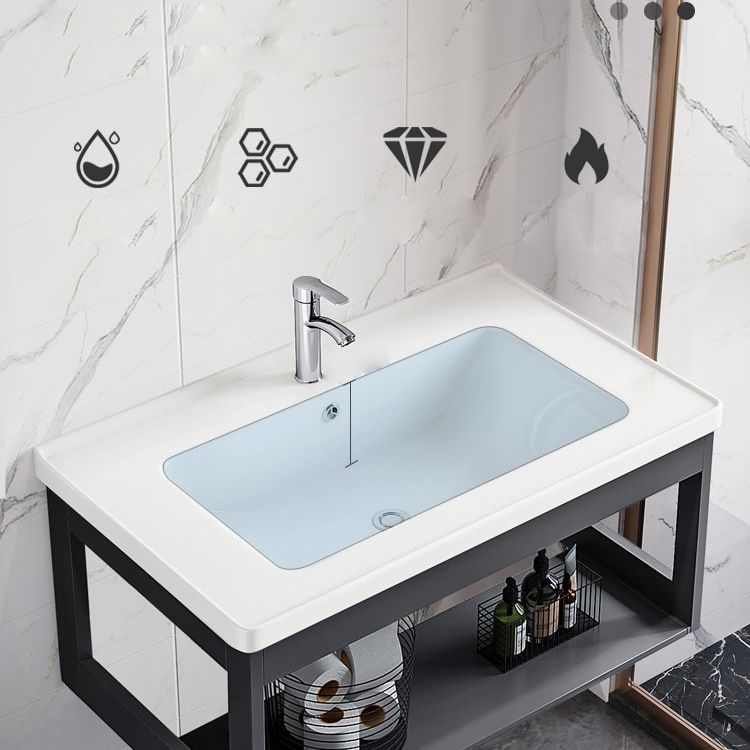 Bathroom Vanity Set Wall Mounted Storage Shelf Ceramic Sink Mirror Vanity Sink with Faucet