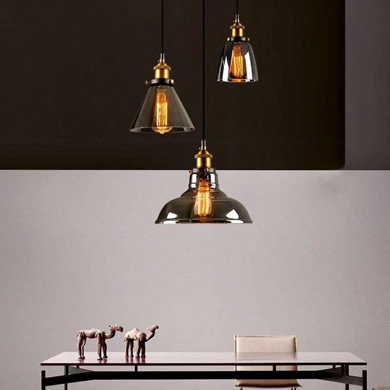 Lumo a sospensione geometrico retrò industriale lampada sospesa al coperto con tonalità di vetro