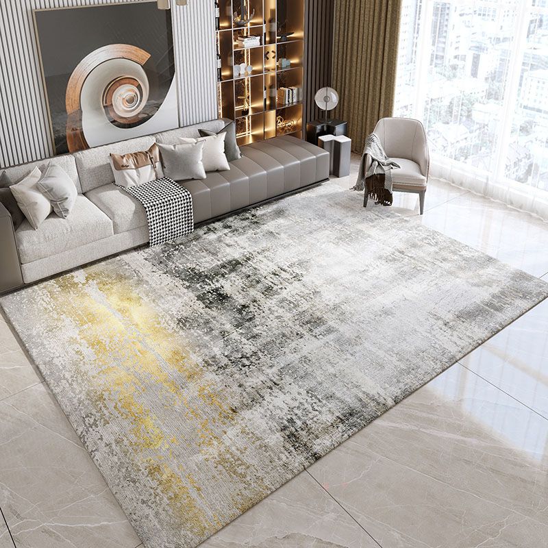 Moderne woonkamer Tapijt Grijs Polyester Gebied Rug vlekbestendig vloerkleed voor thuisdecoratie