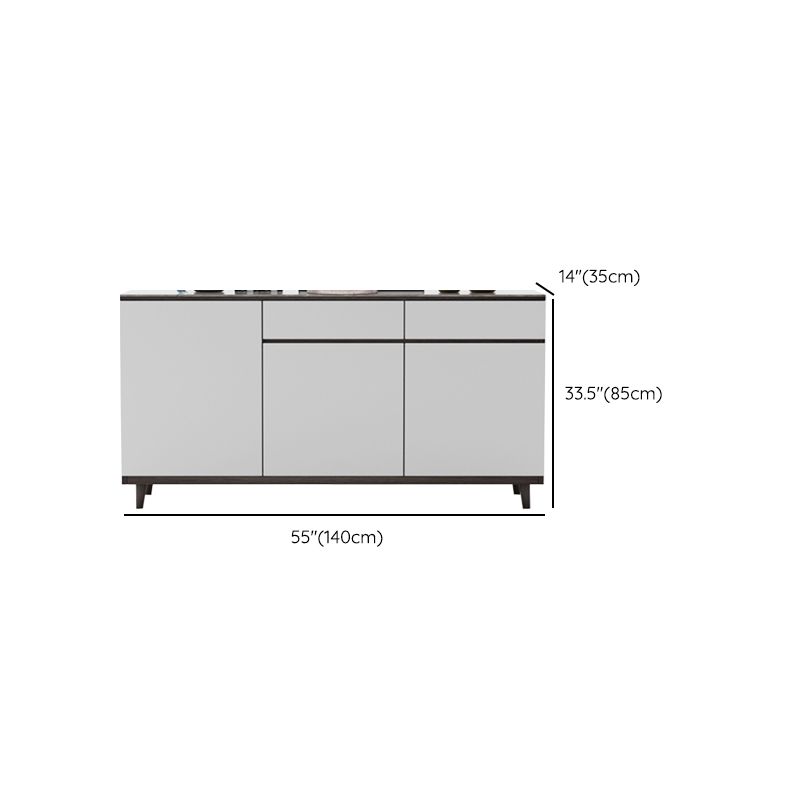Modern Style Sintered Stone Top Storage Sideboard Cabinet in White