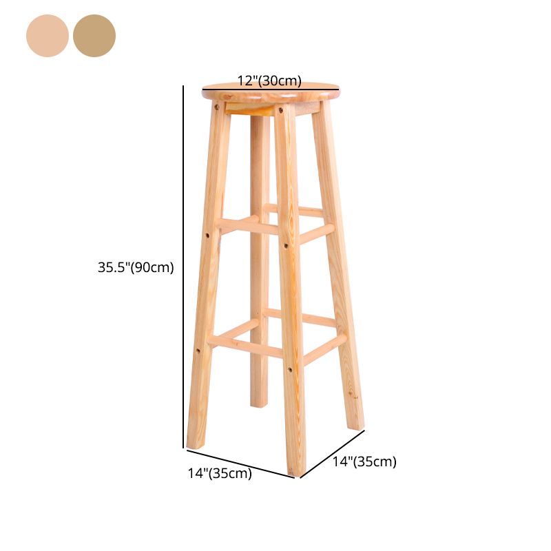 Taburete de bar de madera contemporáneo, taburete de bar interior con asiento y reposapiés de madera, 1 pieza