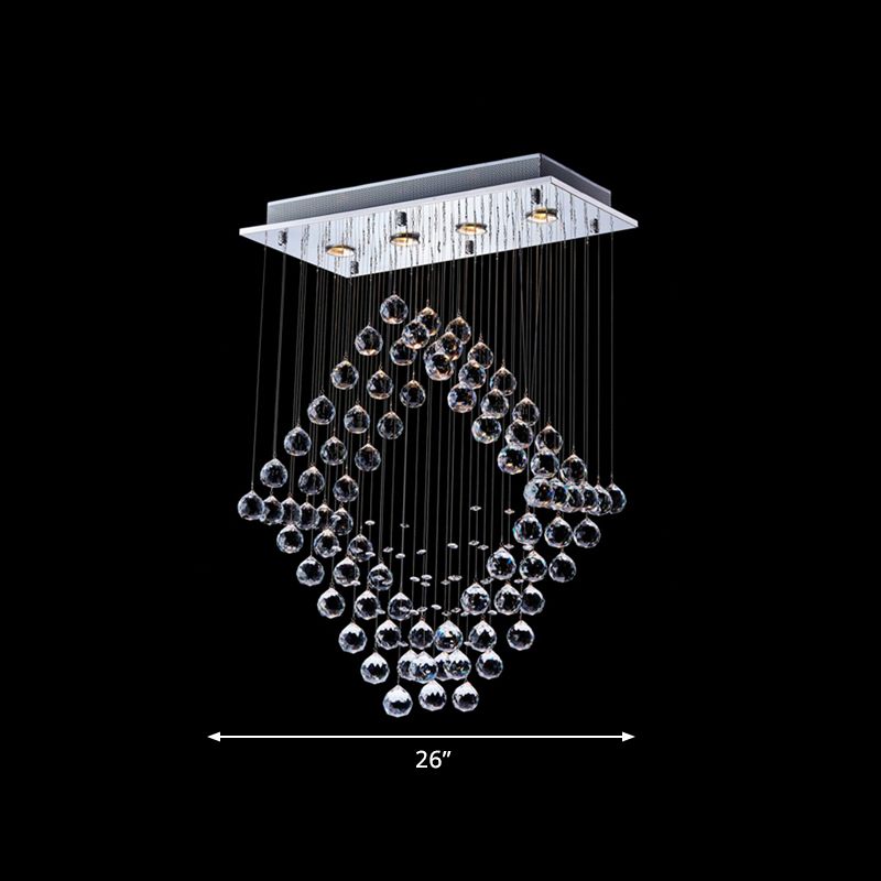 Chrome Diamond Flush Ceiling Light Modernism Crystal Orb LED Dining Room Flush Mount Lamp