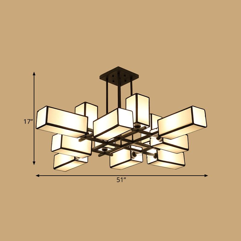 Traditional Rectangle Semi Flush Mount 8/10/12 Lights Metallic Ceiling Lighting in Black/Brass