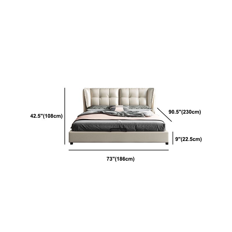 84.65 inch Wide Contemporary Bed Frame Solid Wood Bed with Headboard