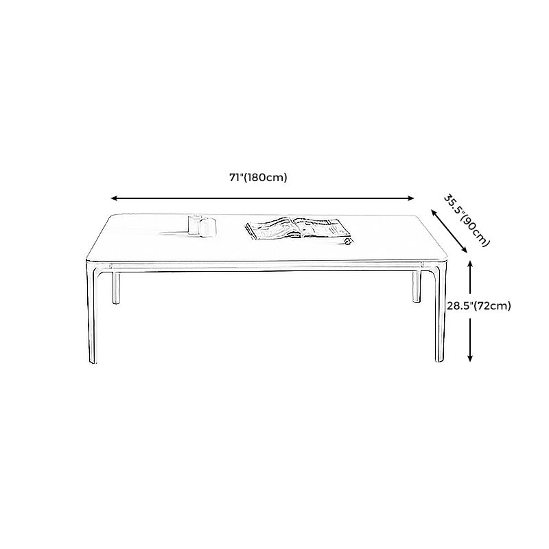 Modern Style 4 Legs White Metal Base Slate Rectangular Coffee Table for Living Room