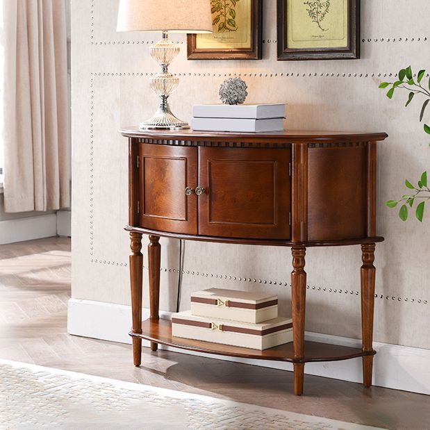 Victorian Wood Accent Table Half Moon Console Sofa Table for Hall