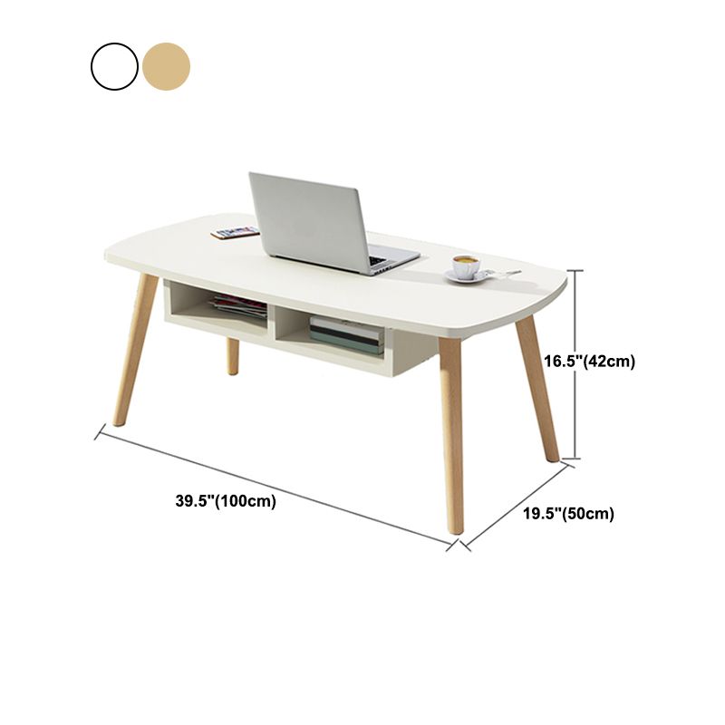 Rectangular Wood 4 Legs 1 Single Coffee Cocktail Table - 16.34" H