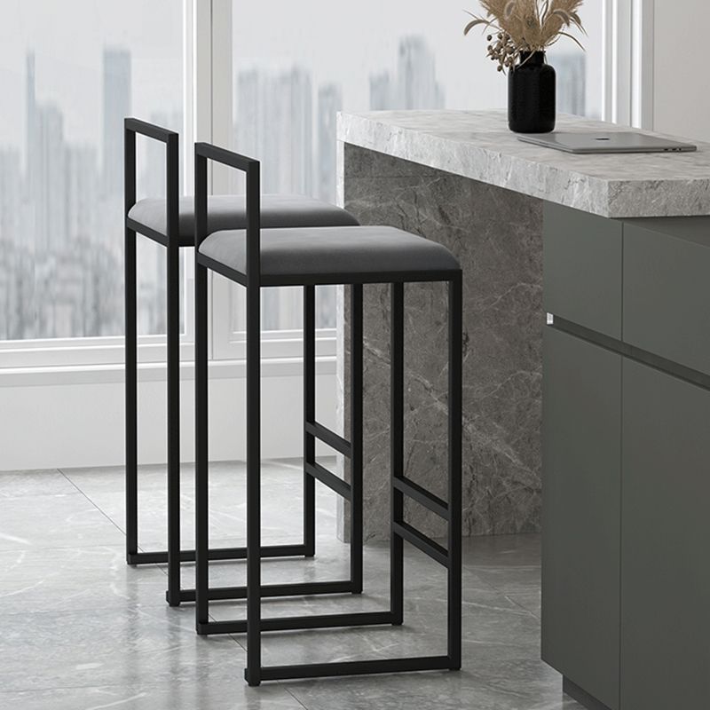 Contemporary Jewelry Shop Footrest Counter Stool Matte Finish Velvet Barstool