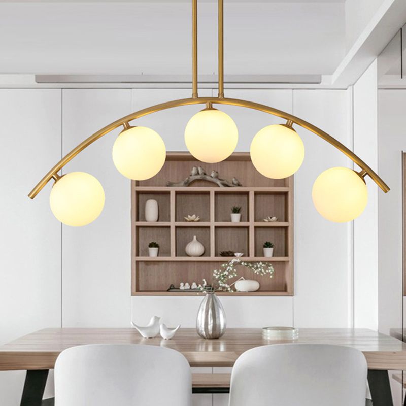Modern Style Global Shape Island Lights Glass 3/7/9 Lights Pendant Light in Gold