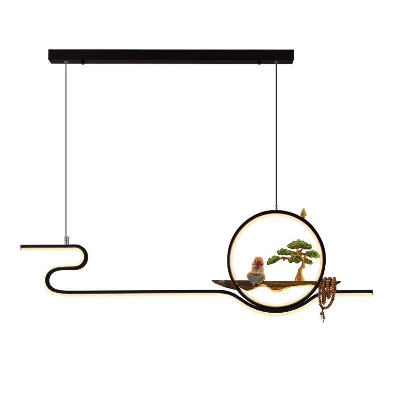 Accesorios de iluminación de isla lineal contemporánea metal de metal de 2 luces de iluminación