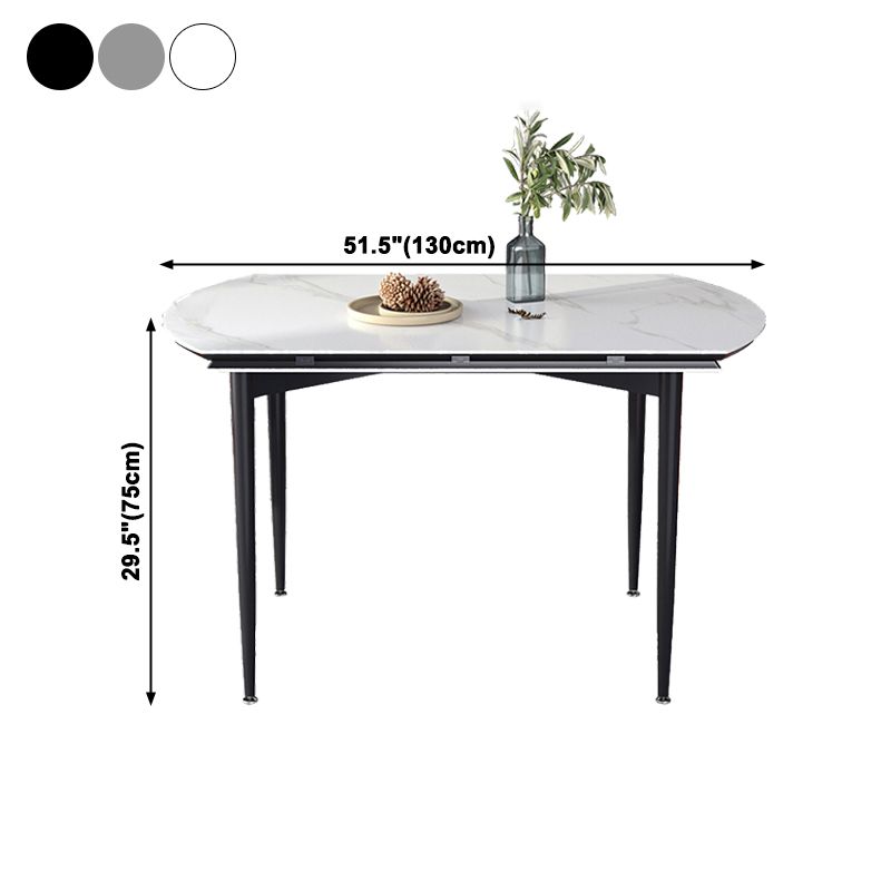Simplicity Round Dining Table Sintered Stone Table with 4 Black Legs for Dining Room