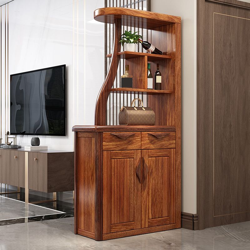 Solid Wood Cabinet in Brown 78.74" Tall Accent Cabinet with Drawers and Shelves