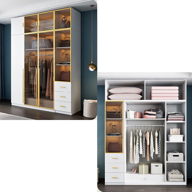 Bedroom Storage Cabinet with Brown Glass Doors Contemporary Hinged Door Cabinet