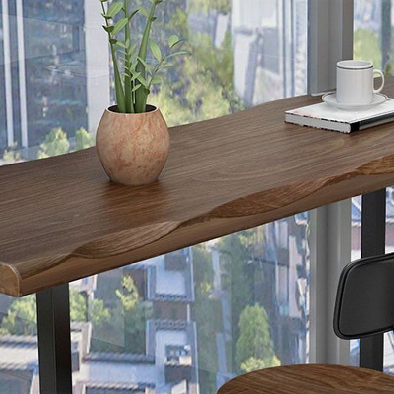 Industrial Style Bar Table Pine Solid Wood Double Pedestal Bar Dining Table