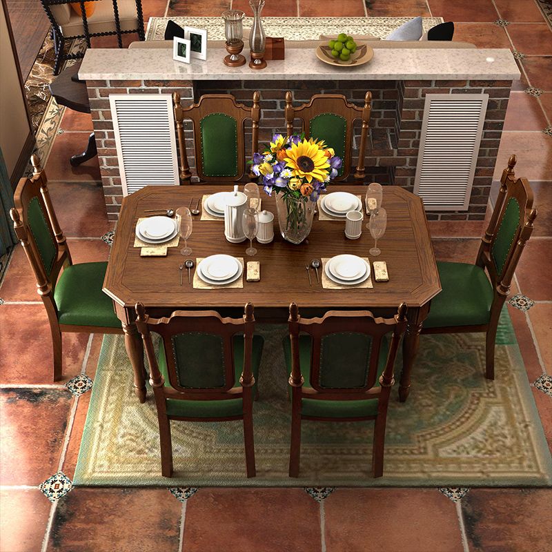 7 Piece Dining Table Sets Rectangle Solid Wood Dining Room Furniture Set