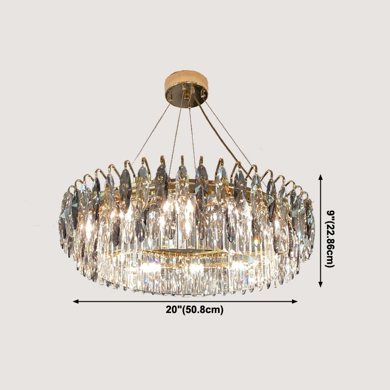 Contemporary Style Geometry Shape Chandelier Lights 6 Light Crystal Hanging Lights
