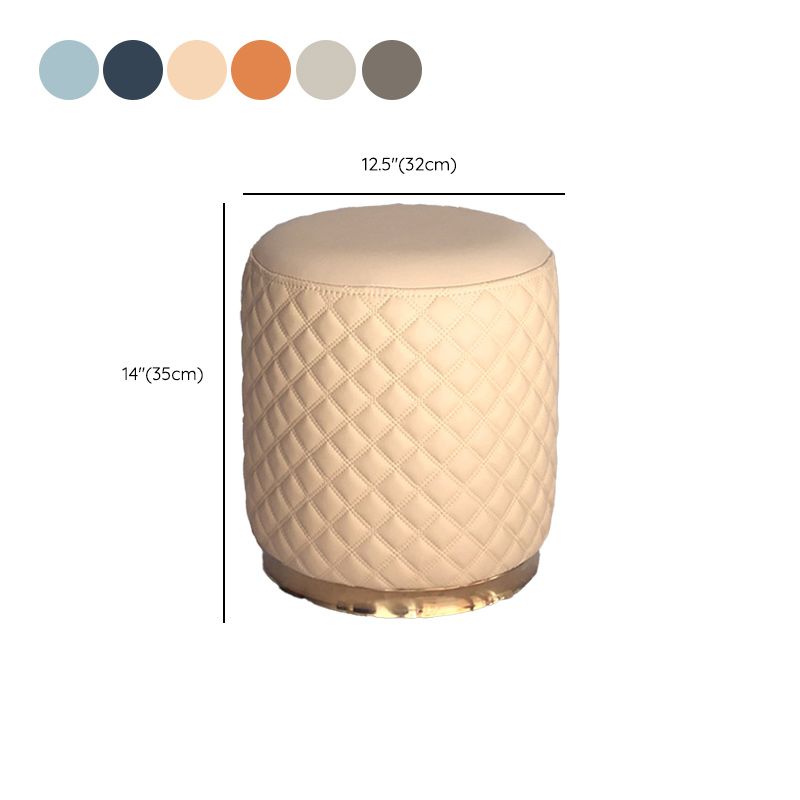 Glam Pouf Ottoman Genuine Leather Upholstered Solid Color Square Ottoman