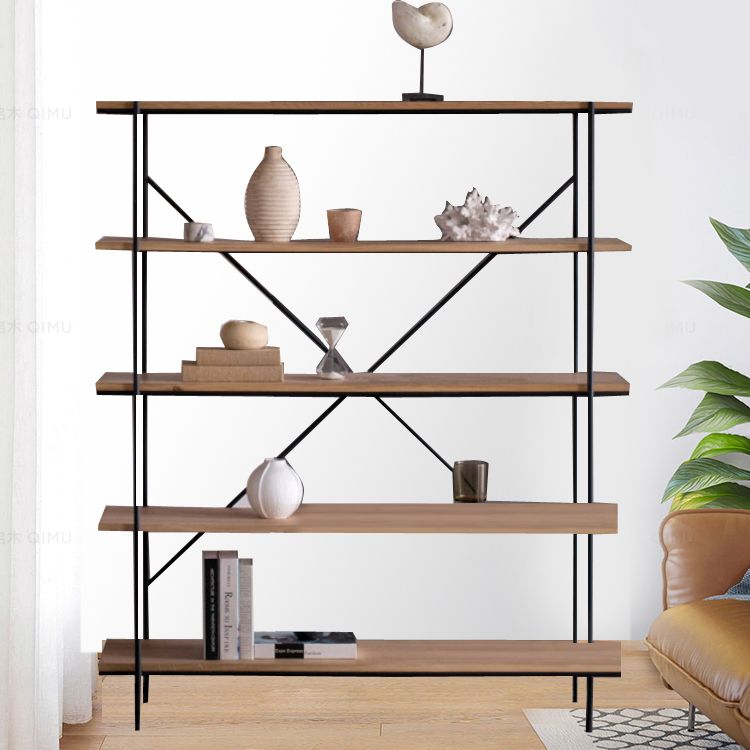 Modern Bookshelf Solid Wood Bookcase With Rectangular Shelves