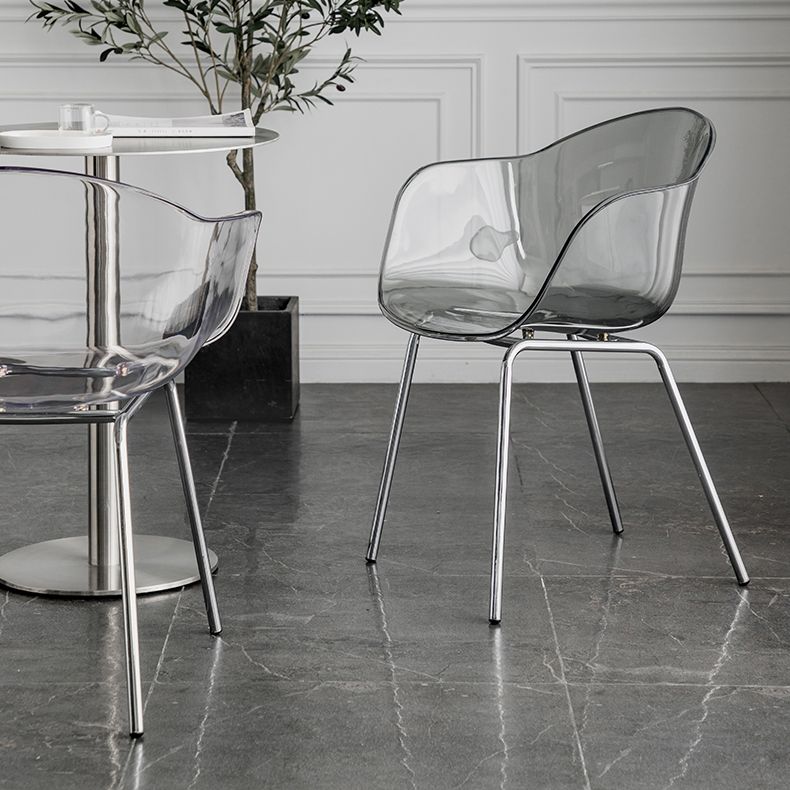 Contemporary Style Dining Chairs Arm Side Chair with Metal Legs for Kitchen