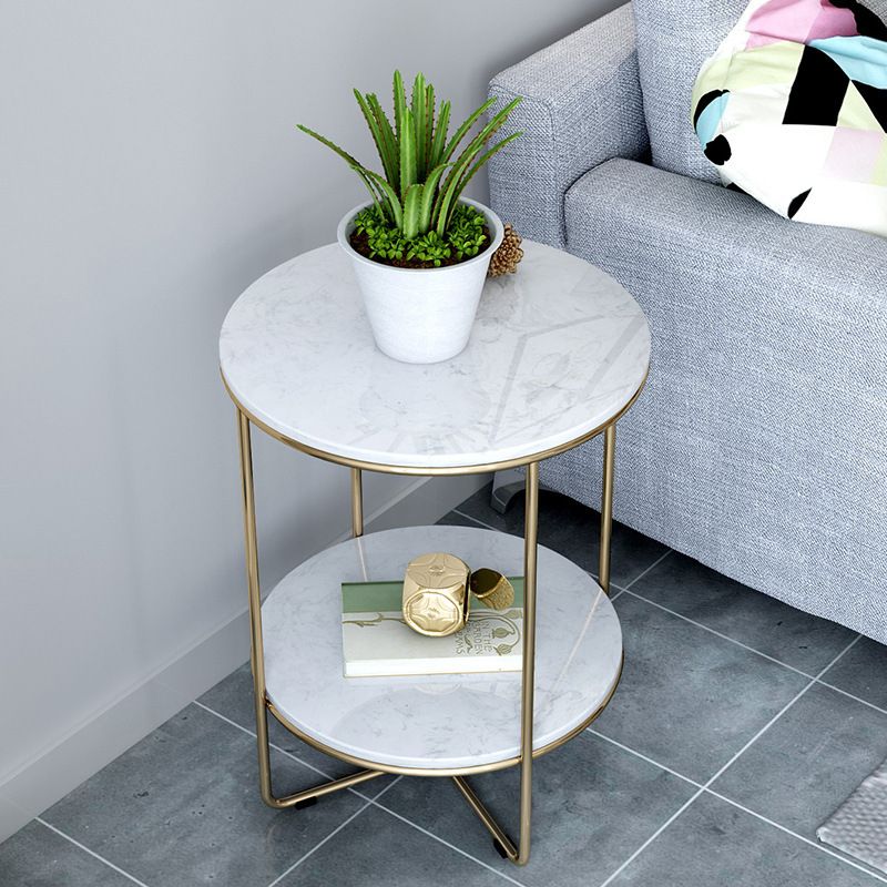 23.62" Tall Glam Bed Nightstand Faux Marble Night Table with 2 Shelves