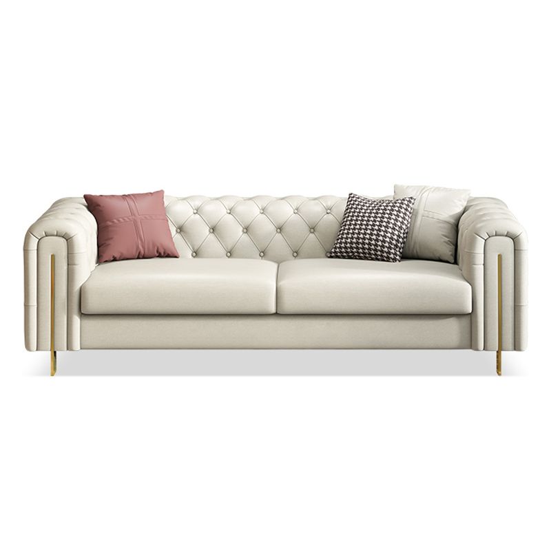 Tuxedo Arm Sofa Contemporary White Sofa with Tufted Split-Back