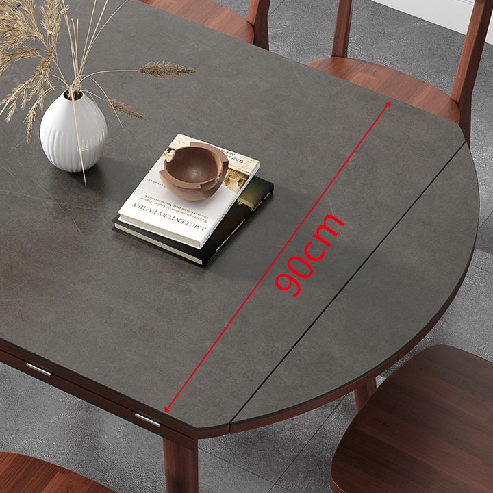 Industrial Style Dining Table Square Sintered Stone Dining Table with Wooden Base