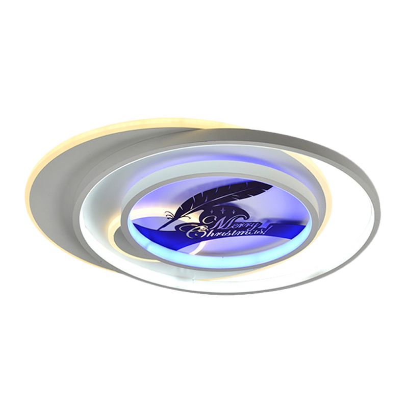 Luminaire encastré en forme de cerceau blanc, lampe LED moderne en acrylique avec motif fleur/cerf/plume