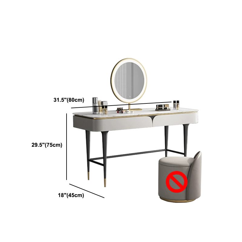Rock Slate Off-white Dressing Table with 4 Drawers Metal Base
