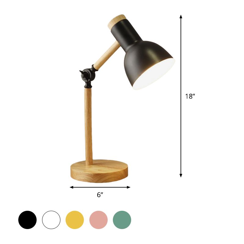 Macaron Dome Lettura Libro Light Metal 1 Light Study Room Lampada in bianco/nero/rosa con braccio in legno rotabile